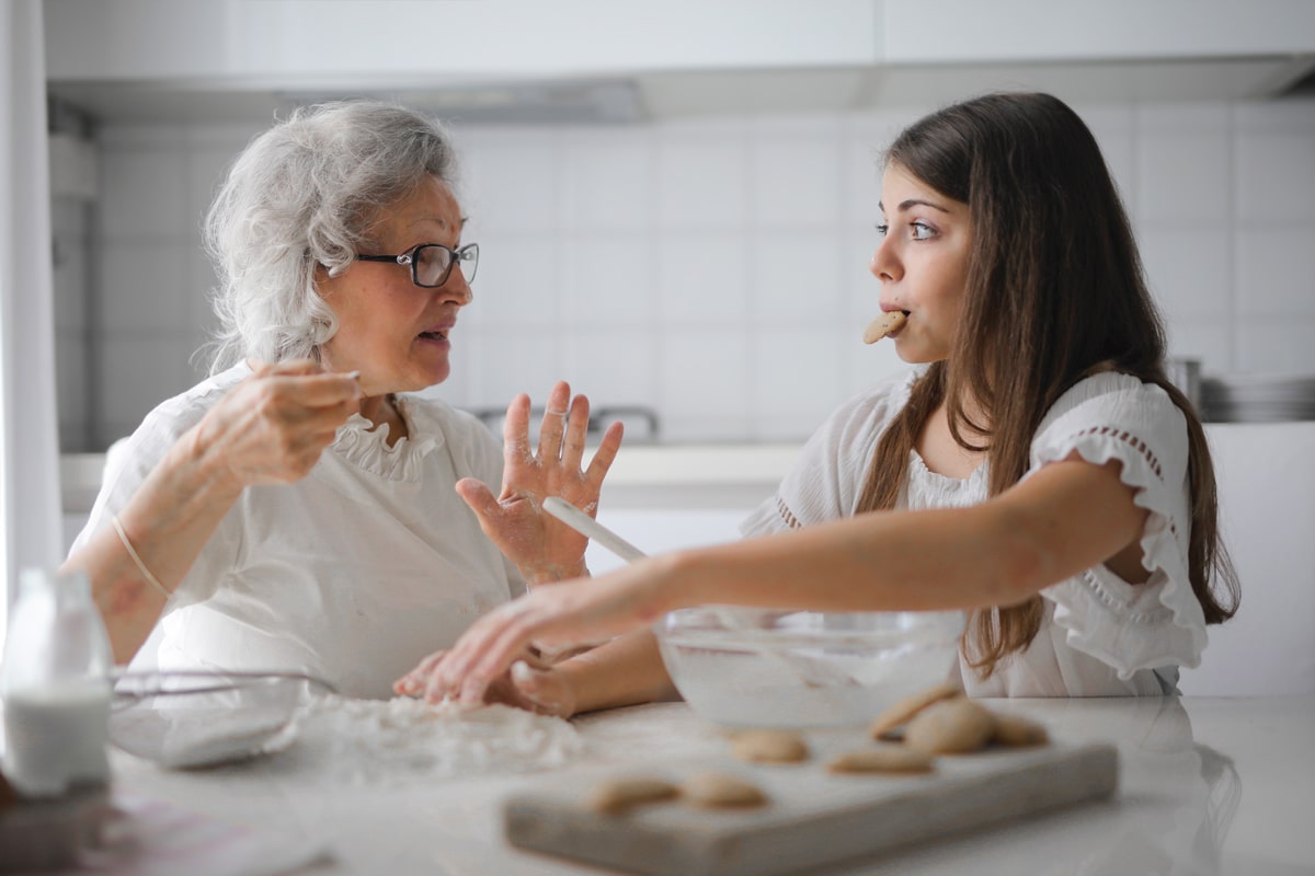 sharing desserts with grandma