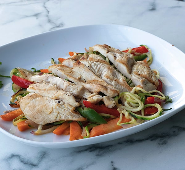 grilled chicken and vegetable lunch